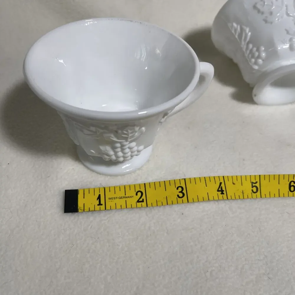 LOT of 4 VINTAGE White Milk Glass Indiana Colony Harvest Grape Pedestal Cups